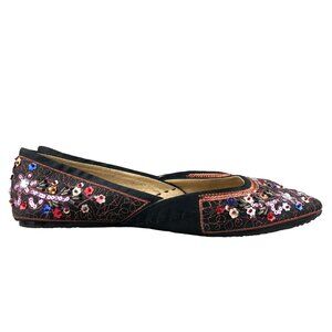 Tribeca Women's Size 6M Jade Black Fabric Sequin Leather Lined Ballet Flats